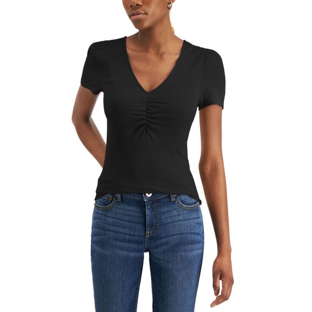 INC International Concepts Ribbed Ruched Top